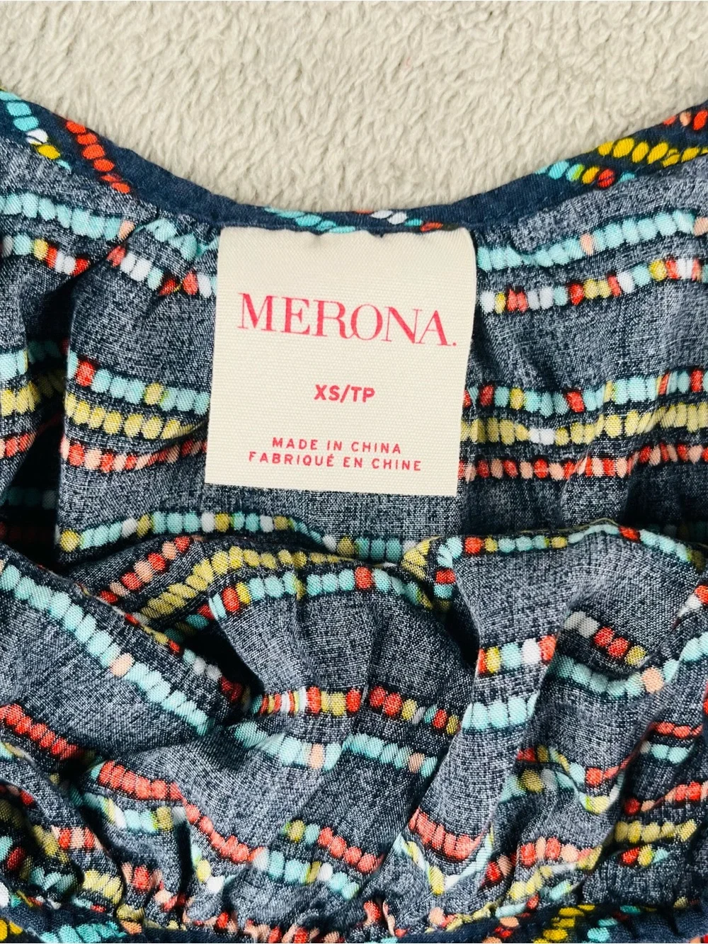 Merona Navy Striped Maxi Sundress with Multicolor Accents